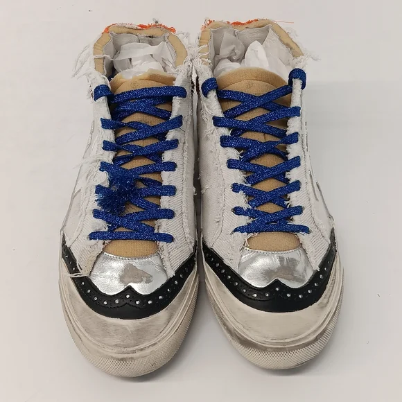 Golden Goose Men's Mid Star White Canvas Sneakers - EU44/US11